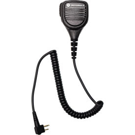 Motorola PMMN4013 Motorola Remote Speaker Microphone with Ear Jack, Coiled Cord and Swivel Clothing Clip image.