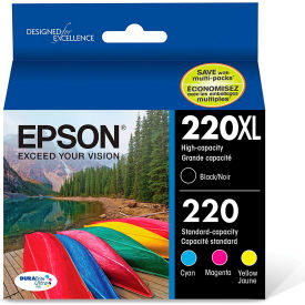 Epson T220XLBCS (220XL) DURABrite Ultra High-Yield Ink, Black/Cyan/Magenta/Yellow