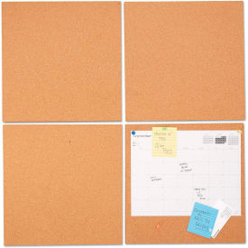 Universal 43404 Universal® Bulletin Board Tile Panels - Natural Cork - 12" x 12" - Pack of 4 image.