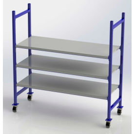 UNEX Manufacturing, Inc. FCMFS76283 UNEX FCMFS76283 Flow Cell Mobile Pick Tray Rack, 3 Flat Steel Shelves, 76"W x 28"D x 72"H image.