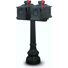 United Visual Products N1021776-BLACK United Visual Products Montgomery Double Residential Mailbox & Post N1021776 - Black image.