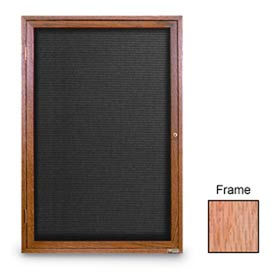 United Visual Products UV2620O-LTOAK-BLACK United Visual Products 18"W x 24"H 1-Door Indoor Wood Enclosed Letter Board with Light Oak Frame image.