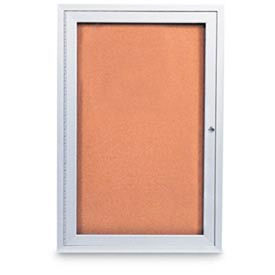 United Visual Products UV403-SATIN-CORK United Visual Products 36"W x 36"H 1-Door Outdoor Enclosed Corkboard with Satin Aluminum Frame image.