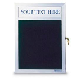 United Visual Products UV501SLH-SATIN-BLACK United Visual Products 18"W x 24"H Slim Style Enclosed Letter Board with Header and Satin Frame image.