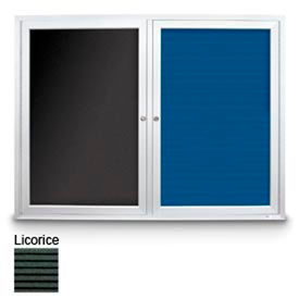 United Visual Products UVCB7236OD-LICORI-LICORI United Visual Products 72"W x 36"H Outdoor Combo Board, Licorice Letter & Licorice Vinyl Corkboard image.