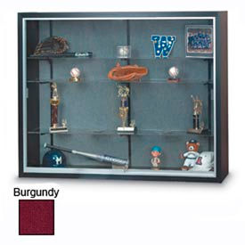 60" x 48" x 16" Black Laminate Display Case w/3 Shelves and Burgundy Interior 