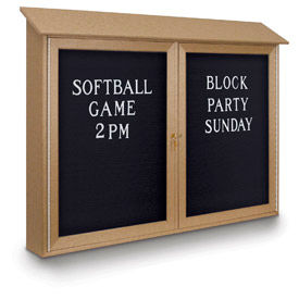 United Visual Products UVDD5240LB-SAND United Visual Products 52"W x 40"H Letter Board Double Door Message Center with Sand Frame image.