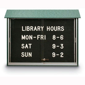 United Visual Products UVMC4530LB-WOODGRN United Visual Products 45"W x 30"H Letter Board Sliding Door Message Center, Woodland Green Frame image.