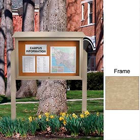 United Visual Products UVSDT4530-SAND United Visual Products 45"W x 30"H Cork Top-Hinged Single Door Message Center with Sand Frame image.