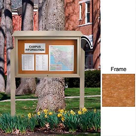 United Visual Products UVSDT4536-CEDAR United Visual Products 45"W x 36"H Cork Top-Hinged Single Door Message Center with Cedar Frame image.