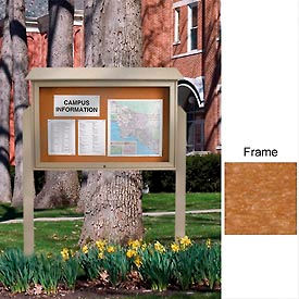 United Visual Products UVSDT5240-CEDAR United Visual Products 52"W x 40"H Cork Top-Hinged Single Door Message Center with Cedar Frame image.