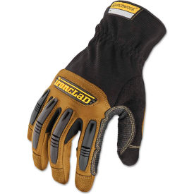 United Stationers Supply RWG04L Ironclad RWG04L Ranchworx Abrasion Resistant Leather Gloves, 1 Pair, Black/Tan, Large image.