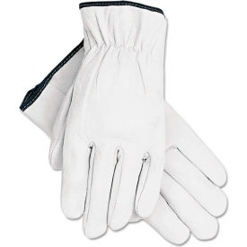 United Stationers Supply 127-3601L MCR Safety 3201L Grain Goatskin Driver Gloves, White, Large, 12 Pairs image.