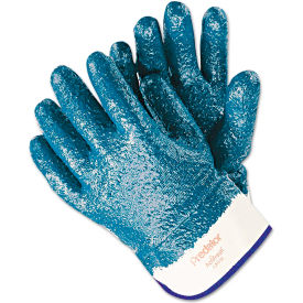 United Stationers Supply 127-9761R MCR Safety Predator Premium Nitrile-Coated Gloves, Blue/White, Large, 12 Pairs image.