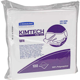 Kimtech W4 Dry Wipers, Flat, 12 x 12, White, 100/Pack, 5 Packs/Carton - 33330