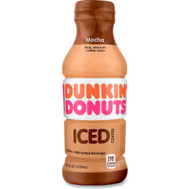 United Stationers Supply GMT049000072389 Dunkin® Mocha Iced Coffee Drink, Regular, Light Ground, 13.7 oz. Capacity Bottle, Pack of 12 image.