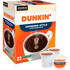 United Stationers Supply GMT1283 Dunkin® Espresso Coffee, Regular, Extra Dark Ground, K-Cup Pods, 0.37 oz. Capacity, Pack of 22 image.