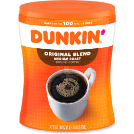 United Stationers Supply FOL01102 Dunkin® Original Blend Coffee, Regular, Medium Ground, 30 oz. Capacity Canister image.