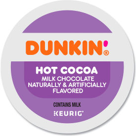 United Stationers Supply GMT1261 Dunkin® Milk Chocolate Hot Cocoa Coffee, Regular, Light Ground, K-Cup Pods, 0.37 oz. Cap., 22PK image.