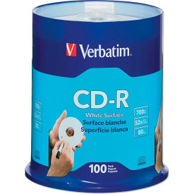Verbatim CDR Recordable Disc 52x Speed 700 MB80 min Spindle White 100Pack