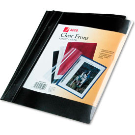 Acco Brands Corporation 26101 ACCO Vinyl Report Cover, Prong Clip, Letter, 1/2" Capacity, Clear Cover/Black Back image.