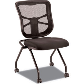 Alera Furniture EL4915 Alera Elusion Mesh Nesting Chairs, Black Seat/Black Back, Black Base, 2/Carton image.