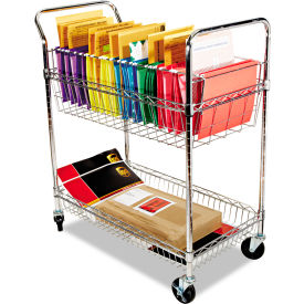 United Stationers Supply ALEMC3518SR Alera® 2 Shelves Carry All & Mail Cart, 34-7/8"L x 18"W x 39-1/2"H, Silver image.