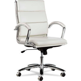 Alera Furniture ALENR4206 Alera® Neratoli Mid Back Swivel Chair - Synthetic Leather - White image.