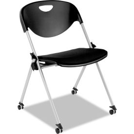 Alera Nesting Stack Chair, 250 lb. Capacity W/O Arms, Fabric, Black