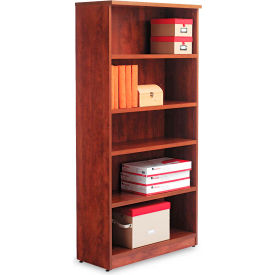 Alera Furniture ALEVA636632MC Alera Bookcase with 5 Shelves - 31-3/4"W x 14"D x 65"H - Medium Cherry - Valencia Series image.