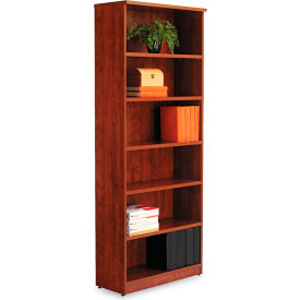 Alera Furniture ALEVA638232MC Alera Bookcase with 6 Shelves - 31-3/4"W x 14"D x 80-3/8"H - Medium Cherry - Valencia Series image.