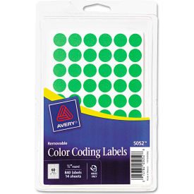 Avery Consumer Products 5052 Avery® Removable Self-Adhesive Color-Coding Labels, 1/2" Dia, Neon Green, 840/Pack image.