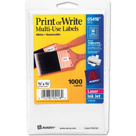 Avery Consumer Products 5418 Avery® Print or Write Removable Multi-Use Labels, 1/2 x 3/4, White, 1008/Pack image.