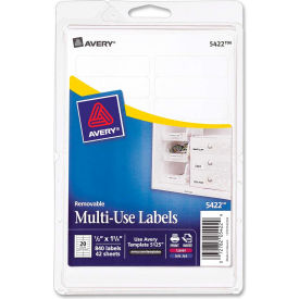 Avery Consumer Products 5422 Avery® Print or Write Removable Multi-Use Labels, 1/2 x 1-3/4, White, 840/Pack image.
