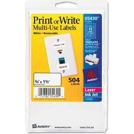 Avery Consumer Products 5430 Avery® Print or Write Removable Multi-Use Labels, 3/4 x 1-1/2, White, 504/Pack image.