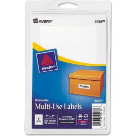 Avery Consumer Products 5436 Avery® Print or Write Removable Multi-Use Labels, 1 x 3, White, 250/Pack image.