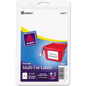 Avery Consumer Products 5444 Avery® Print or Write Removable Multi-Use Labels, 2 x 4, White, 100/Pack image.