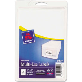 Avery Consumer Products 5453 Avery® Print or Write Removable Multi-Use Labels, 3 x 4, White, 80/Pack image.