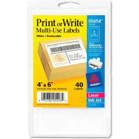 Avery Consumer Products 5454 Avery® Print or Write Removable Multi-Use Labels, 4 x 6, White, 40/Pack image.