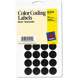 Avery Consumer Products 5459 Avery® Removable Self-Adhesive Color-Coding Labels, 3/4" Dia, Black, 1008/Pack image.