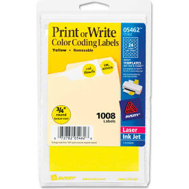 Avery Consumer Products 5462 Avery® Print or Write Removable Color-Coding Labels, 3/4" Dia, Yellow, 1008/Pack image.