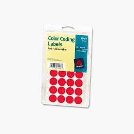 Avery Consumer Products 5466 Avery® Print or Write Removable Color-Coding Labels, 3/4" Dia, Red, 1008/Pack image.