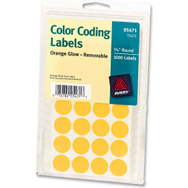 Avery Consumer Products 5471 Avery® Print or Write Removable Color-Coding Labels, 3/4" Dia, Neon Orange, 1008/Pack image.