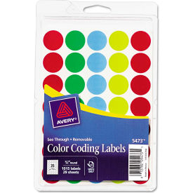 Avery Consumer Products 5473 Avery® See-Through Removable Color Dots, 3/4" dia, Assorted Colors, 1015/Pack image.