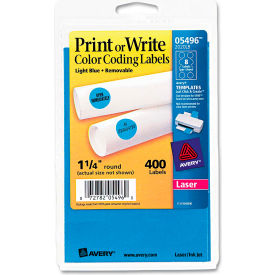 Avery Consumer Products 5496 Avery® Print or Write Removable Color-Coding Labels, 1-1/4" Dia, Light Blue, 400/Pack image.