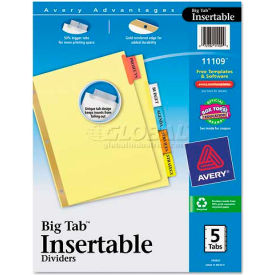 Avery Consumer Products 11109 WorkSaver Big Tab Reinforced Dividers, Multicolor Tabs, 5-Tab, Ltr, Buff, 1/Set image.