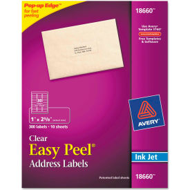 Avery Consumer Products 18660****** Avery® Easy Peel Inkjet Mailing Labels, 1 x 2-5/8, Clear, 300/Pack image.