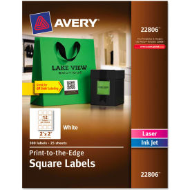 Avery Consumer Products 22806 Avery® Print-To-The-Edge Easy Peel Labels with TrueBlock, 2 x 2, White, 300/Pack image.