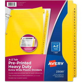 Avery Dennison Corporation 23081 Avery® Preprinted Plastic Tab Dividers, Side Tab, Printed "A-Z", 9 x 11, Yellow image.