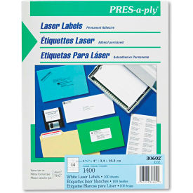 Avery Consumer Products 30602 Avery® Pres-A-Ply Laser Address Labels, 1-1/3 x 4, White, 1400/Box image.
